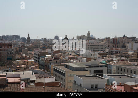 Ansicht von Valencia aus Las Torres de Quart, Valencia, Spanien. Stockfoto