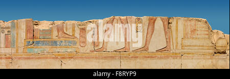 Panorama der Mauer am Tempel von Ramses II in der Nähe der Tempel von Sethos I shot in Abydos, Ägypten Stockfoto