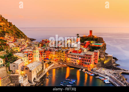 Cinqueterre, Vernazza. Italien. Fischerdorf im Nationalpark Cinque Terre, Italien. Stockfoto