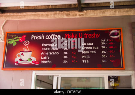 Frischer Kaffee, machen U Almfrühstück, melden Sie sich in einem Dorf außerhalb von Chiang Rai, Thailand Stockfoto