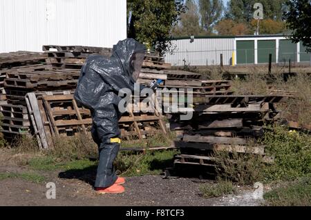 Gefahrgut-Arbeiter Stockfoto