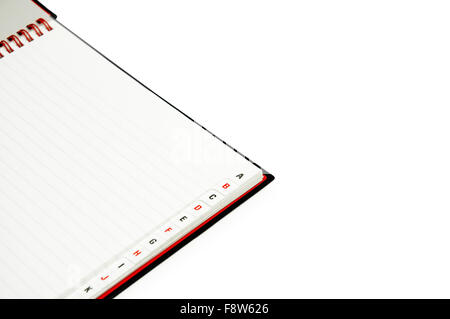 Alphabetischer Notebook auf dem weißen Hintergrund isoliert Stockfoto