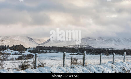 Lairig Ghru und Cairngorms im Winter in den Cairngorms National Park von Schottland. Stockfoto