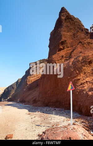 Santorini - Kykladen, Griechenland, Red Beach Stockfoto