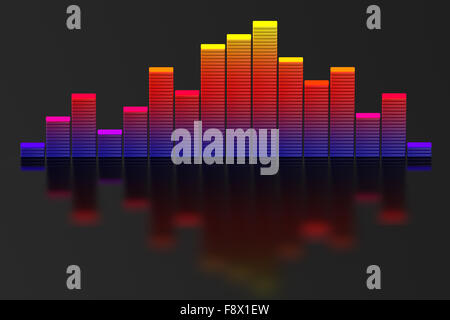 Bunte Musik Equalizer auf schwarzem Hintergrund isoliert Stockfoto