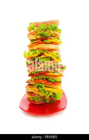 Riesige Sandwich auf dem weißen Hintergrund isoliert Stockfoto