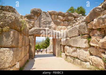 Alte Stadt von Mykene, Liongate Wand um die Akropolis von Mykene, Peloponnes, Griechenland Stockfoto