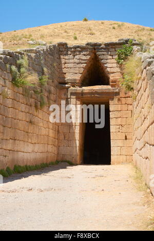 Die Schatzkammer des Atreus in den archäologischen Stätten von Mykene (Grab des Agamemnon), Griechenland Stockfoto