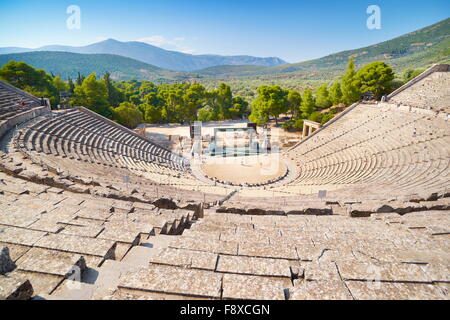 Epidauros, antike Amphitheater, Griechenland, Peloponnes Stockfoto