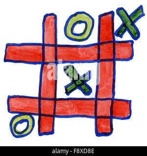 Tic tac Toe isoliert auf weißem Hintergrund Stockfoto