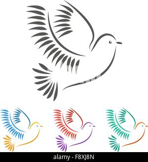 Vektor-Farbpalette von stilisierten fliegenden Taube Stock Vektor
