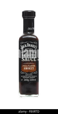 Jack Daniels Barbecue Sauce auf weißem Hintergrund Stockfoto