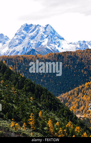 Bergketten, bewaldeten Hügeln, Tälern, Flüssen, tibetischen autonomen Präfektur, China, Yunnan, VR China, Volksrepublik China Stockfoto