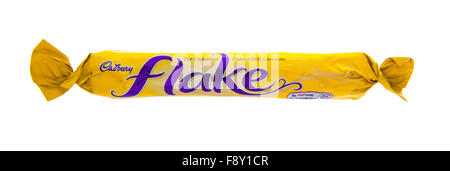 Die Cadbury Flake Schokoriegel auf weißem Hintergrund Stockfoto