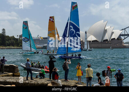 Sydney, Australien. 12. Dezember 2015. 2015 extreme Sailing Series. Extreme 40 Stadionlauf am Hafen von Sydney. Rennen-Aktion auf den Hafen. Bildnachweis: Aktion Plus Sport/Alamy Live-Nachrichten Stockfoto