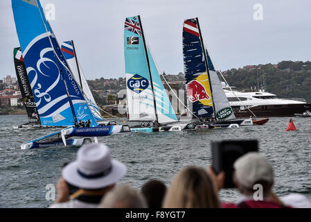 Sydney, Australien. 12. Dezember 2015. 2015 extreme Sailing Series. Extreme 40 Stadionlauf am Hafen von Sydney. Rennen-Aktion auf den Hafen. Bildnachweis: Aktion Plus Sport/Alamy Live-Nachrichten Stockfoto