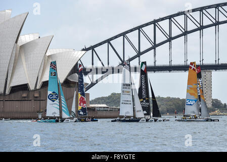 Sydney, Australien. 12. Dezember 2015. 2015 extreme Sailing Series. Extreme 40 Stadionlauf am Hafen von Sydney. Rennen-Aktion auf den Hafen. Bildnachweis: Aktion Plus Sport/Alamy Live-Nachrichten Stockfoto