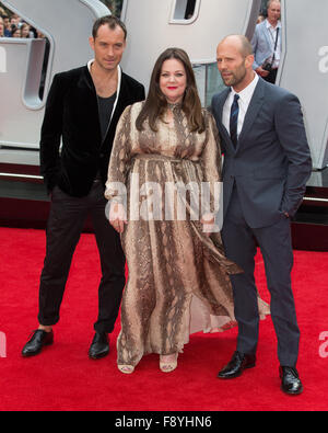 Jason Statham, Jude Law, Melissa McCarthy besucht die Europäische Premiere von "Spion" im Odeon Leicester Square statt Stockfoto