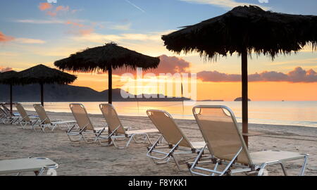 Griechenland - Insel Zakynthos, Ionische Meer, Laganas Strand bei Sonnenaufgang Stockfoto