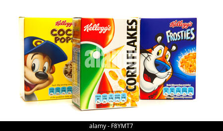 Kelloggs Cerealien auf weißem Hintergrund Stockfoto