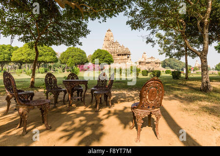 Die UNESCO erkannte Tempel in Khajuraho, Madhya Pradesh, Indien Stockfoto
