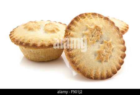 Weihnachten Mince Pies auf weißem Hintergrund. Stockfoto