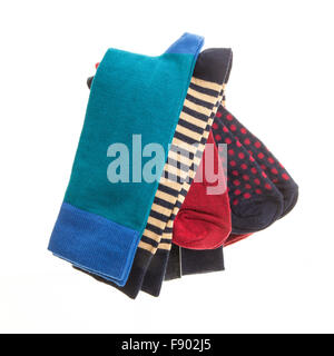 Bunte Weihnachten Socken isolierten auf weißen Hintergrund Stockfoto