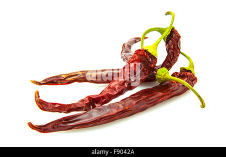 Getrocknete ganze rote Chilischoten Stockfoto