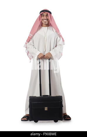 Arabische auf seiner Reise mit Koffer Stockfoto