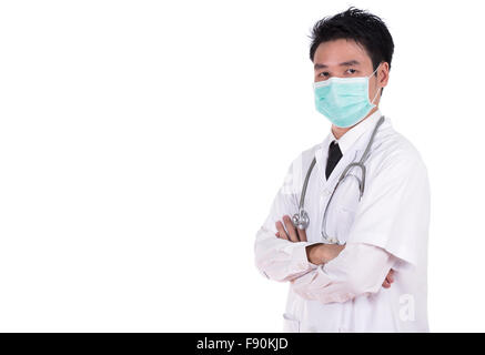 Arzt mit Arme gekreuzt isolierten auf weißen Hintergrund Stockfoto
