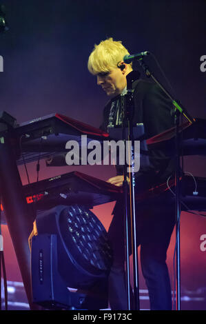 Liverpool, Großbritannien. 12. Dezember 2015. Nick Rhodes von Duran Duran führt die endgültige Datum Ihrer Tour an der Liverpool Echo Arena. &Acirc;&copy; Paul Warburton/Alamy leben Nachrichten Stockfoto