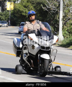 Schauspieler Dax Shepard trifft die Straße von Los Angeles als Highway Patrolman Jon Baker mit co-star Michael Pena als Frank "Ponch" Poncharello in dem Remake des 70er Jahre hit "Chips".  Mitwirkende: Michael Pena Where: Los Angeles, California, Vereinigte Staaten von Amerika als: 11 N Stockfoto