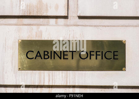 Cabinet Office Zeichen, Whitehall, London, England, Vereinigtes Königreich Stockfoto