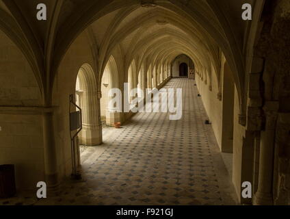 Kreuzgang am Königlichen Abtei von unserer lieben Frau von Fontevraud, Fontevrault Abbaye de Fontevraud, Fontevraud Abbey Stockfoto