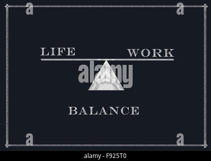 Arbeit und Leben-Balance-Konzept auf einer Tafel Stockfoto