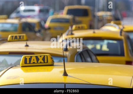 Taxi, Flughafen Prag, Tschechische Republik Stockfoto