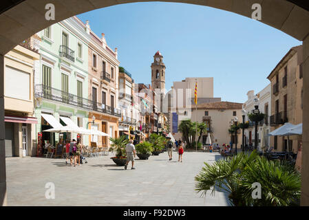 Placa de L'Ajuntament, Calella, Costa del Maresme, Provinz Barcelona, Katalonien, Spanien Stockfoto