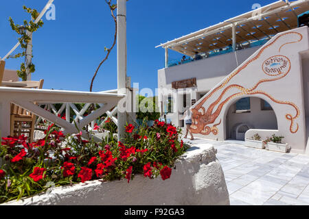 Restaurant, Oia, Santorini, griechische Insel, Griechenland Stockfoto