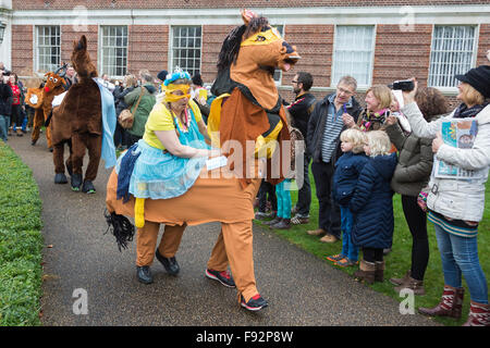 London, UK. 13. Dezember 2015. Das London-Pantomime-Pferderennen, findet jetzt im 6. Jahr in Greenwich um Geld für das Demelza Hospiz für Kinder statt. Bildnachweis: Bas/Alamy Live-Nachrichten Stockfoto