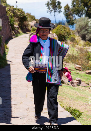 Bewohner von Tarquila Island - Peru Stockfoto