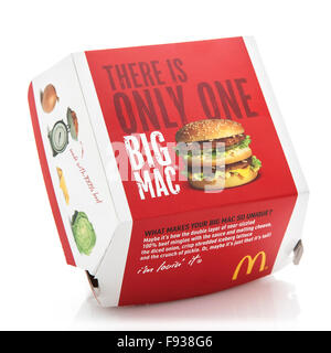 McDonalds Big Mac auf weißem Hintergrund Stockfoto