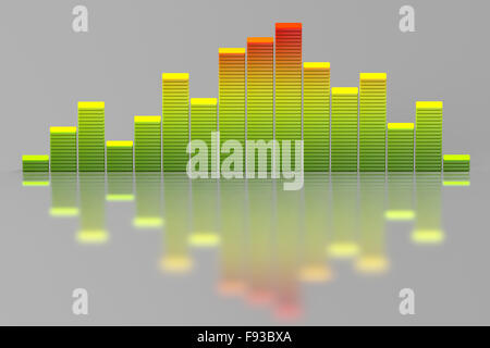 Farbe-Musik-Equalizer auf schwarzem Hintergrund isoliert Stockfoto