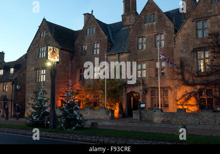 Die Lygon Arme an Weihnachten, Broadway, Worcestershire, England, UK Stockfoto