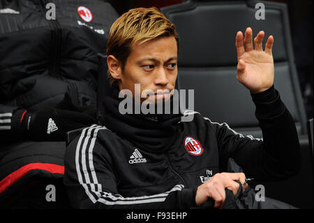 Mailand, Italien. Goal 13. Juni 2015. Keisuke Honda von AC Milanduring der italienischen Serie A League Fußballspiel zwischen AC Mailand und H.Verona im San Siro Stadion in Mailand, Italien: Gaetano Piazzolla/Alamy Live News Stockfoto