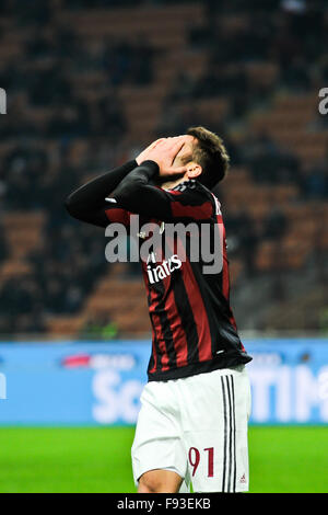 Mailand, Italien. Goal 13. Juni 2015.  Andrea Bertolacci des AC Mailand in der italienischen Serie ein League Fußballspiel zwischen AC Mailand und H.Verona im San Siro Stadion in Mailand, Italien. Bildnachweis: Gaetano Piazzolla/Alamy Live-Nachrichten Stockfoto