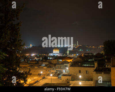 Die Haube des Felsens in der Nacht Altstadt Jerusalem Stockfoto