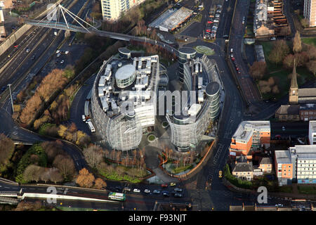 Luftaufnahme von Northumbria University City Campus Ost, Newcastle Upon Tyne, Großbritannien Stockfoto