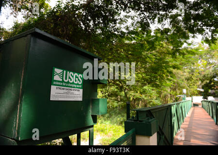 USGS - Stream gaging Talstation Tibes Eingeborene zeremonielle Zentrum. Ponce, Puerto Rico. Karibik-Insel. Territorium der USA. Stockfoto