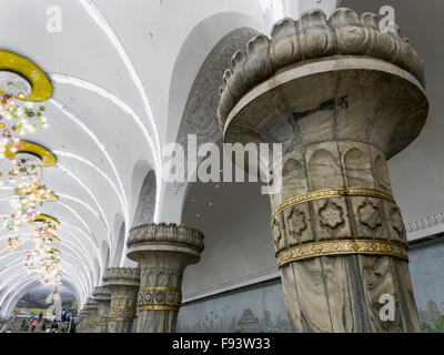 U-Bahn Station, Pyongyang, Nordkorea, Asien Stockfoto