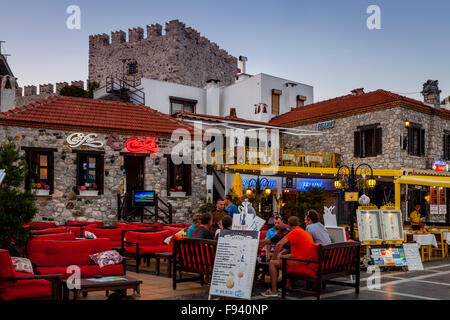 Restaurants am Meer und Cafés, Marmaris, Provinz Mugla, Türkei Stockfoto